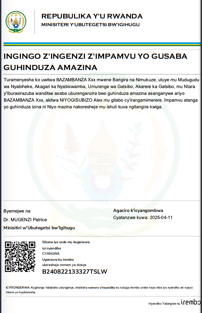 ITANGAZO RYA BAZAMBAZA USABA GUHINDUZA AMAZINA
